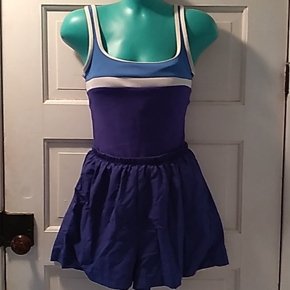 Le Cove blue womans one piece swim 🏊♀️ bathing suit 10 vintage